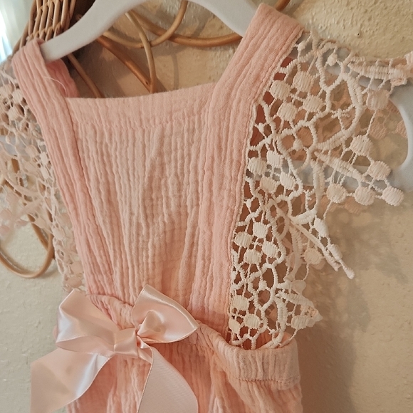 Pink Lace Ruffle Romper - Picture 2 of 5